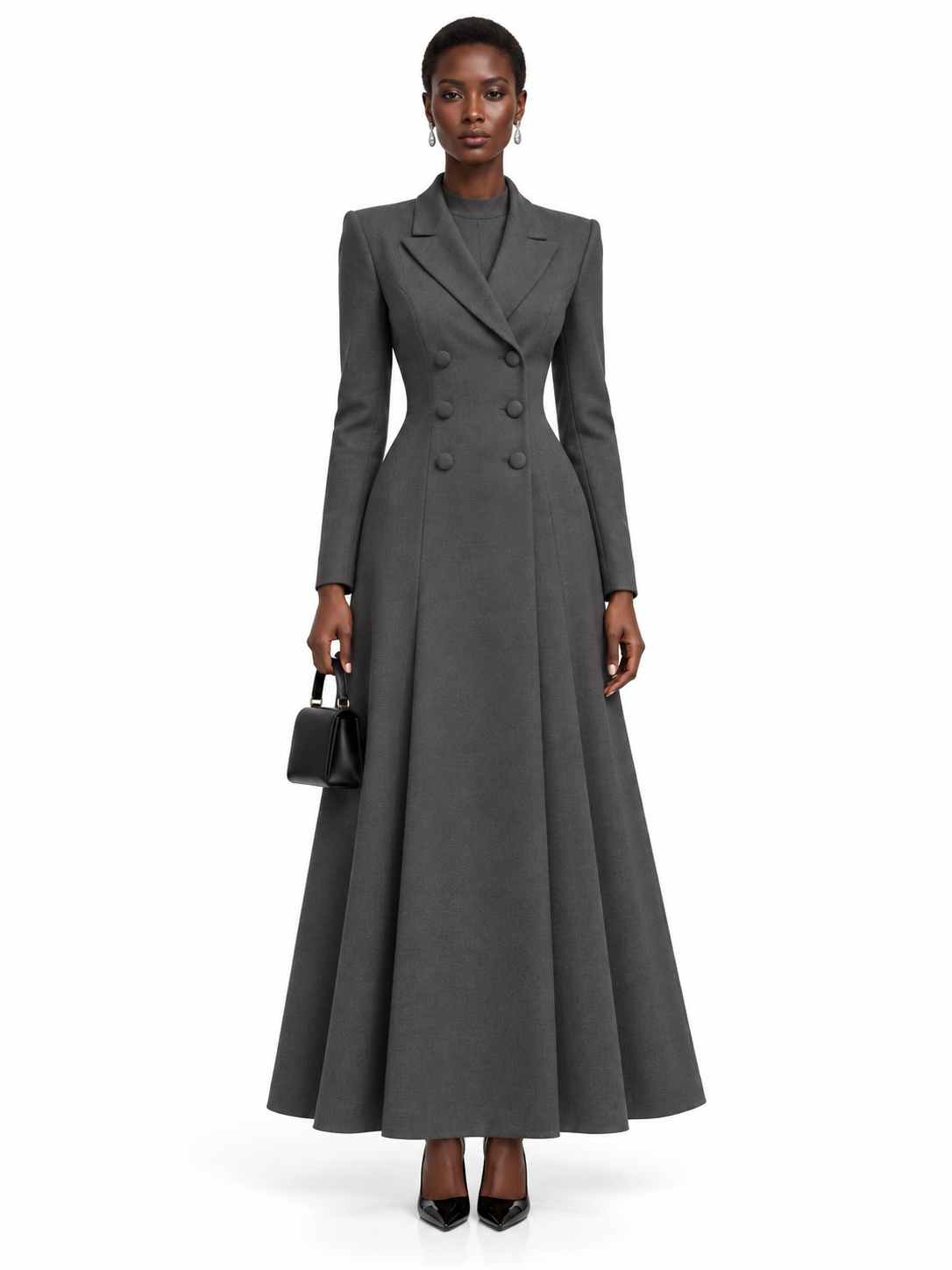 Charcoal Structured Wide Leg Maxi Dress