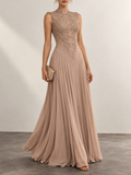 DustyPink Lace Bodice Sleeveless Maxi Dress