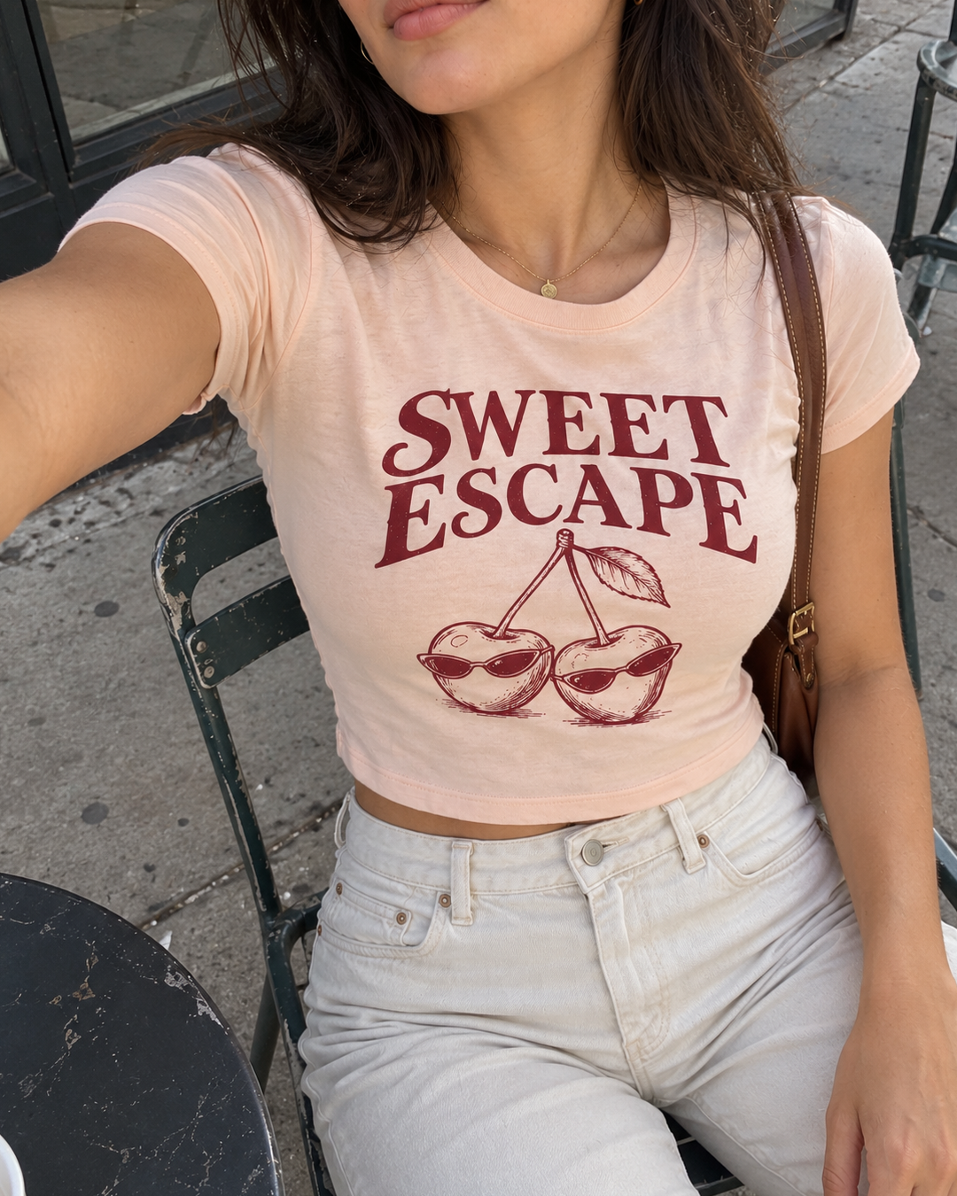 Peach Sweet Escape Cherry Graphic Tee