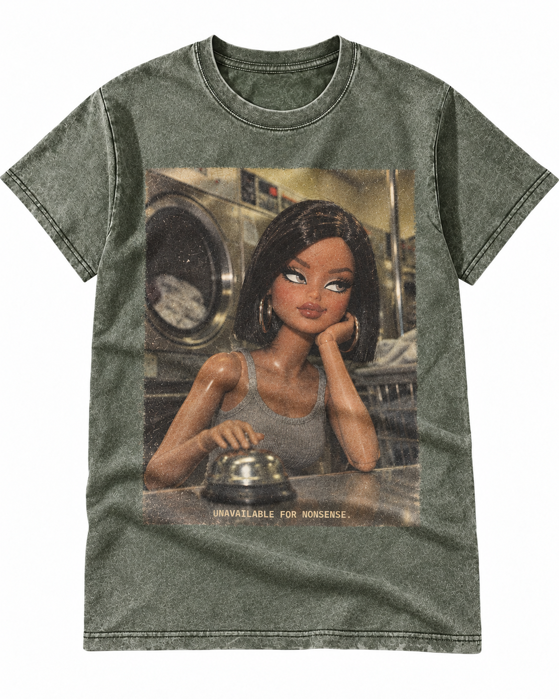 SageGreen Washed Doll Unavailable For Nonsense Graphic Tee